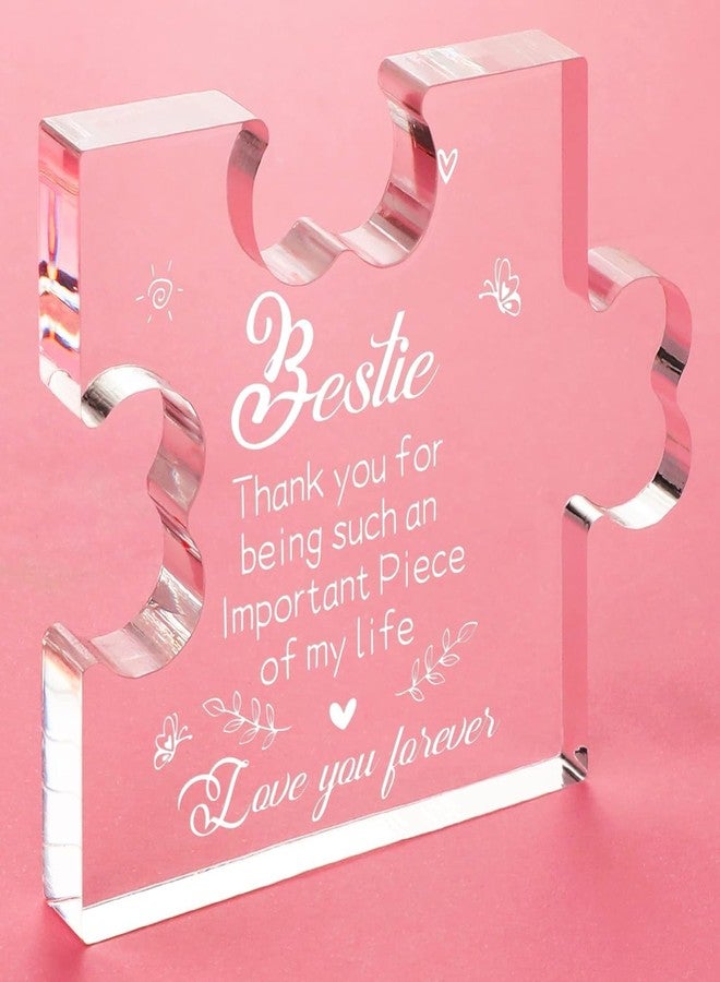 Gifzy To My Bestie Gifts - Best Friends Gifts for Women Acrylic Puzzle Plaque Desk Decorations for Best Friend Sister Girls Women BFF Birthday Friendship Graduation Mothers Day Gifts Card - 5 X 5 Inch - Image 1